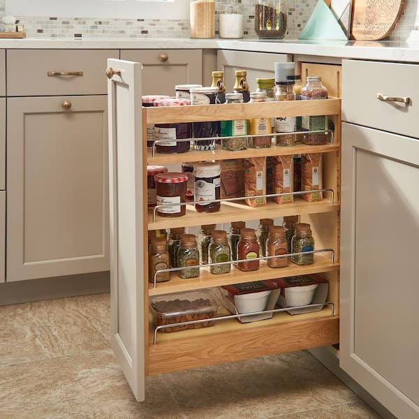 Natural Maple 11.75 in Pull Out Kitchen Cabinet Organizer Soft-Close