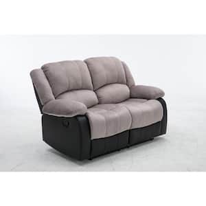 62 in. Gray Microfiber 2-Seater Reclining Loveseat with Round Arms
