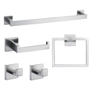 High-quality Wall Mounted 5-Piece Bath Hardware Set with Mounting Hardware in Brushed Nickel