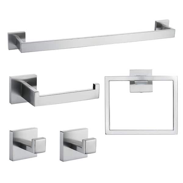 Cesicia High-quality Wall Mounted 5-Piece Bath Hardware Set with Mounting Hardware in Brushed Nickel