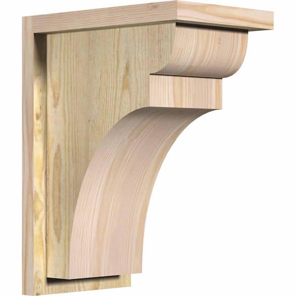 Ekena Millwork 8 in. x 12 in. x 16 in. Douglas Fir Yorktown Rough Sawn Corbel with Backplate