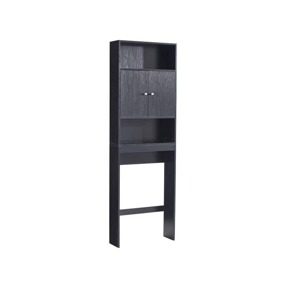 25 in. W x 77 in. H x 7.9 in. D Black Over-the-Toilet Storage Bathroom Wood