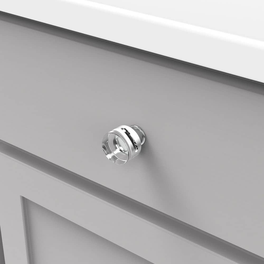 Midway 1 1/4" Clear Acrylic and Chrome Mushroom Knob