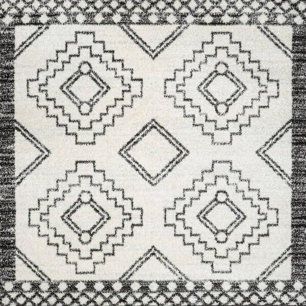 JONATHAN Y Amir Moroccan Beni Souk Cream/Black 4 ft. x 4 ft. Square ...