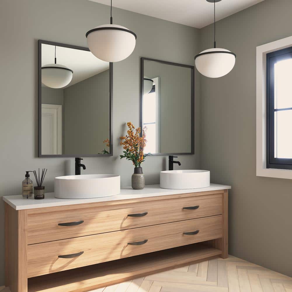 White Ceramic Oval Vessel Bathroom Sink, 19.7"
