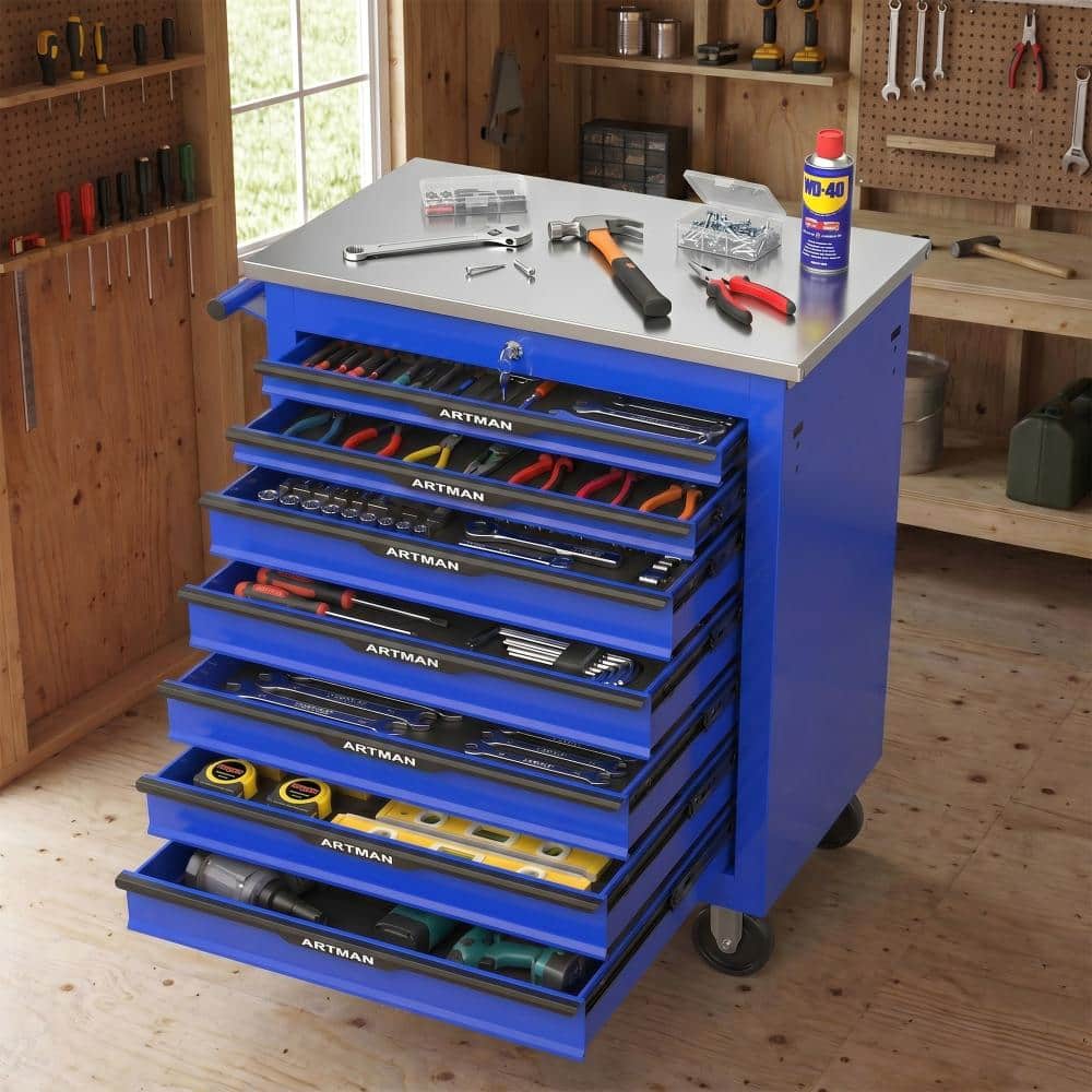 Tool Storage Blue 7-Drawer Rolling Tool Chests,Powder-Coated Steel Tool Cart, Ball-Bearing Drawers price history on PriceWatchPro