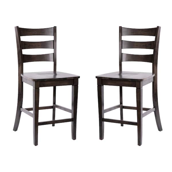 41.5 in. Gray Wash Walnut Full Wood Bar Stool with Wood Seat