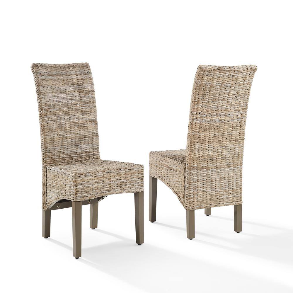 Edelyn High Back Brown Rattan Side Chair with Cushions
