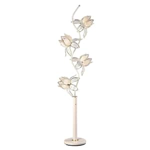 76 in. Gold Four Light Novelty Standard Floor Lamp With White Novelty Shade