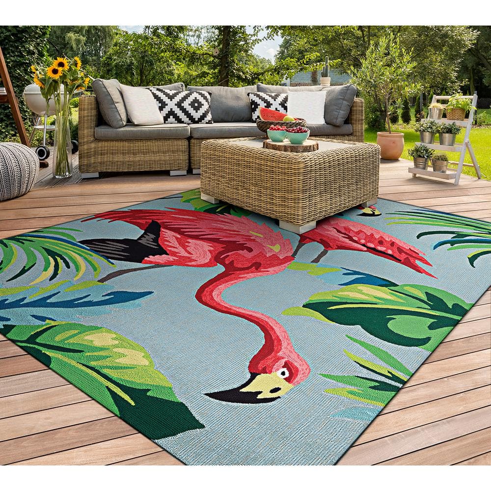 Covington Handmade Tropical Blue Rectangular Synthetic Area Rug, 3'6" x 5'6"