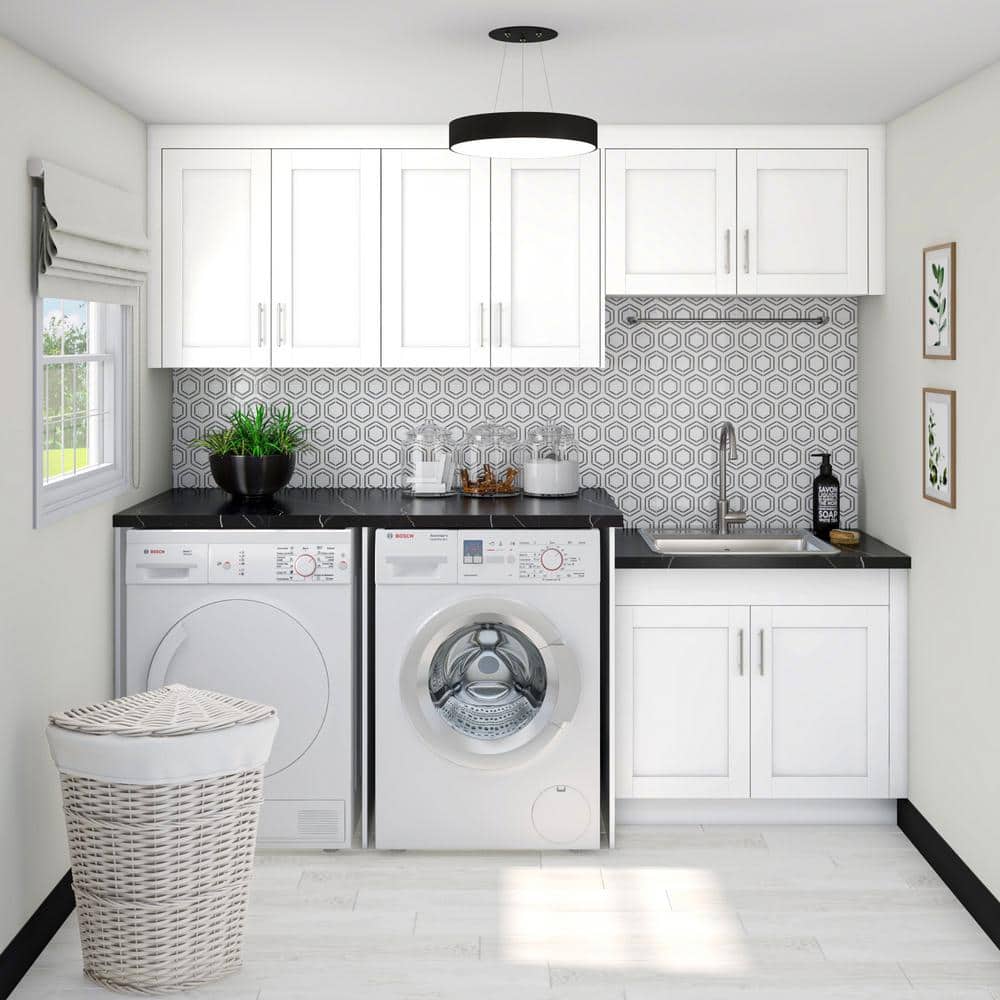 Milton 101 in. W x 89.5 in. H x 24 in. D Assembled Shaker Shaker Laundry Cabinet Bundle in Bright White price history on PriceWatchPro