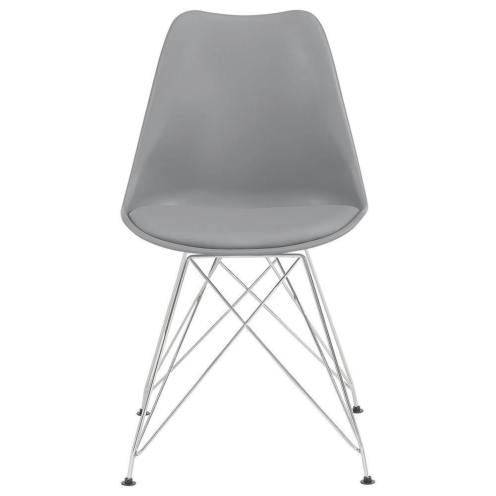 Gray Faux Leather Upholstered Side Chair with Chrome Legs
