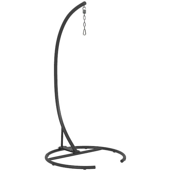 Outsunny Black Metal Patio Swing Chair Stand