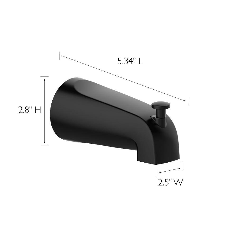 Matte Black Wall Mounted Tub Spout with Diverter