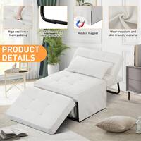Unbranded 4 in-1 71 in. W Beige Folding Sherpa Fabric Twin Size Sofa Bed Convertible Chair Ottoman F-RX022PFBE