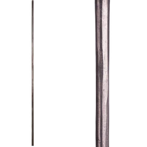 HOUSE OF FORGINGS Tuscan Round Hammered 44 in. x 0.5625 in. Satin Clear Plain Round Forged Bar Solid Wrought Iron Baluster