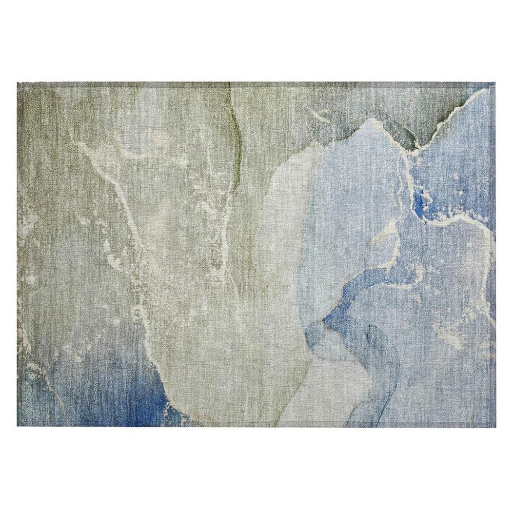 Blue and Green 2 ft. x 3 ft. Woven Abstract Polyester Rectangle Indoor/Outdoor Area Rug price history on PriceWatchPro