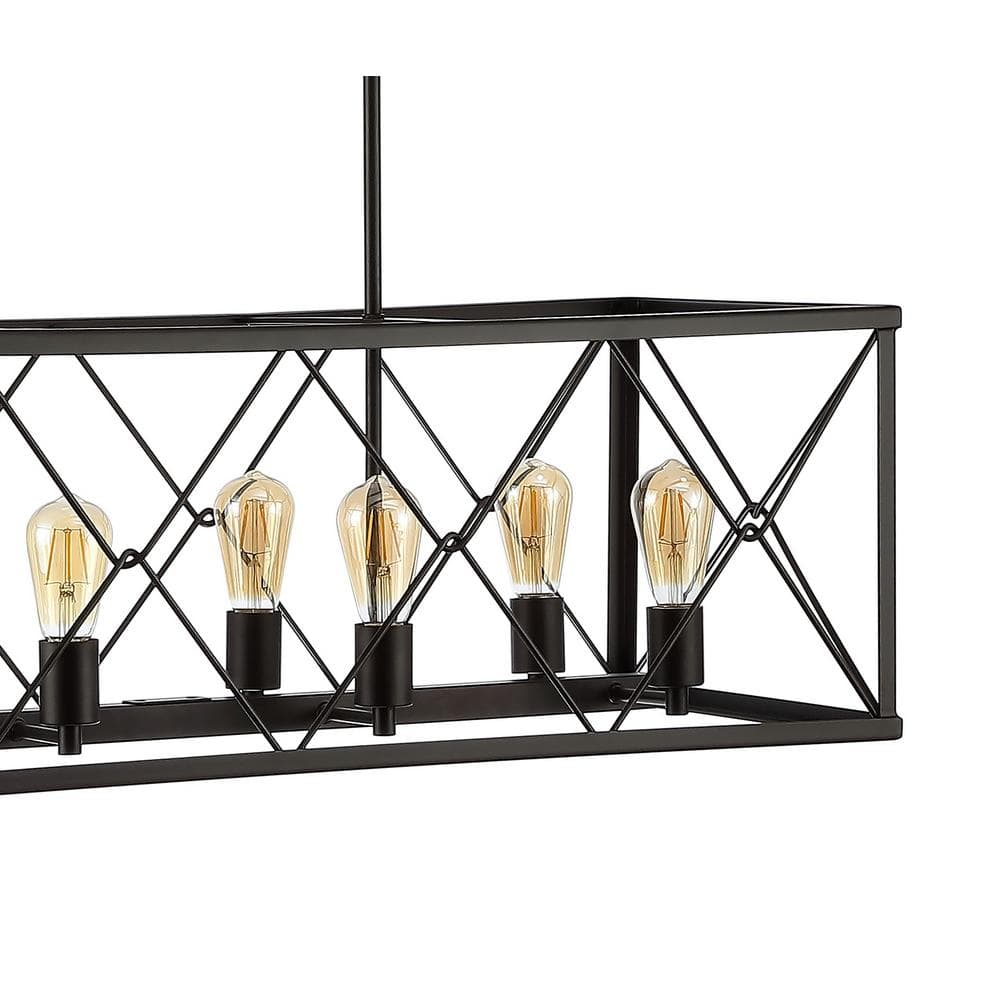 Galax 39" Oil-Rubbed Bronze Adjustable Iron LED Farmhouse Pendant