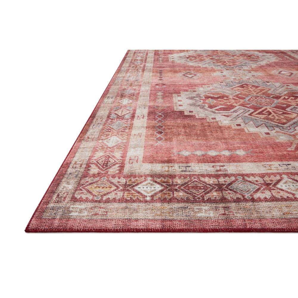 Sunset and Natural Medallion Stain-Resistant Synthetic Area Rug
