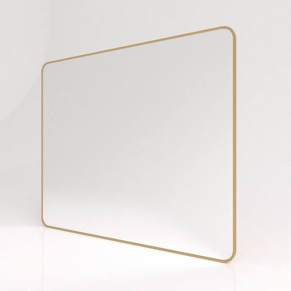JimsMaison 42 in. W x 36 in. H Rectangular Aluminum Framed Wall Bathroom Vanity Mirror in Brushed Gold