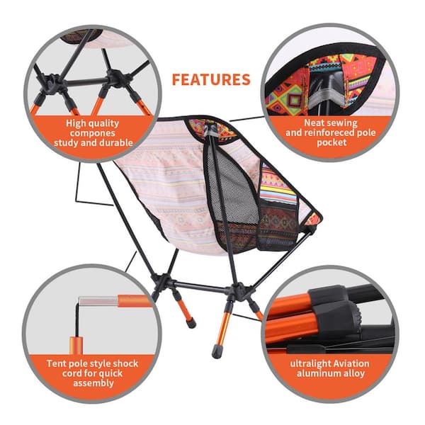 Black Foldable Camping Stool Portable Travel Chair with Carry Bag