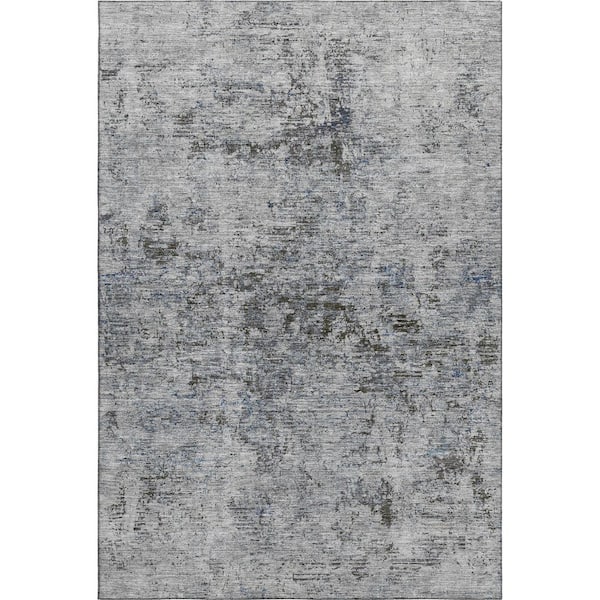 Mayfield Premium Machine Washable Abstract AMF953 Gray 10 ft. x 14 ft. Area Rug