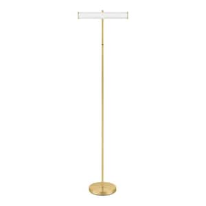Essex 58 in. Brushed Gold 1-Light 3-CCT Dimmable LED Standard Floor Lamp with Rotating Elongated Shade