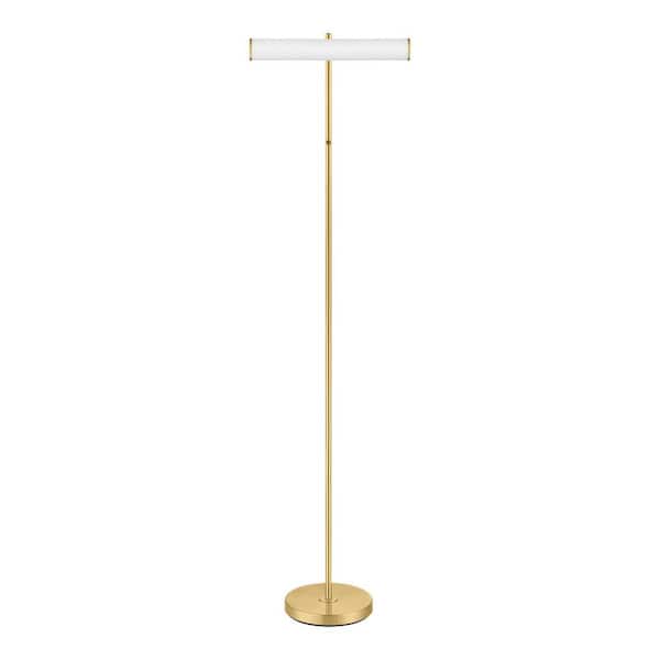 Hampton Bay Essex 58 in. Brushed Gold 1-Light 3-CCT Dimmable LED Standard Floor Lamp with Rotating Elongated Shade