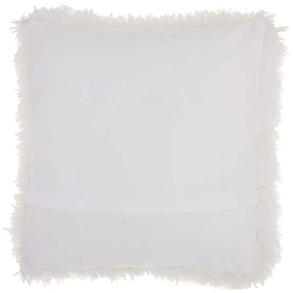White Faux Fur Down Filled Square Throw Pillow