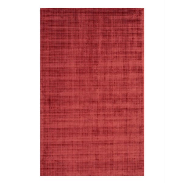 EORC Red 9 ft. x 12 ft. Handwoven Viscose Contemporary Solid Milano Area Rug