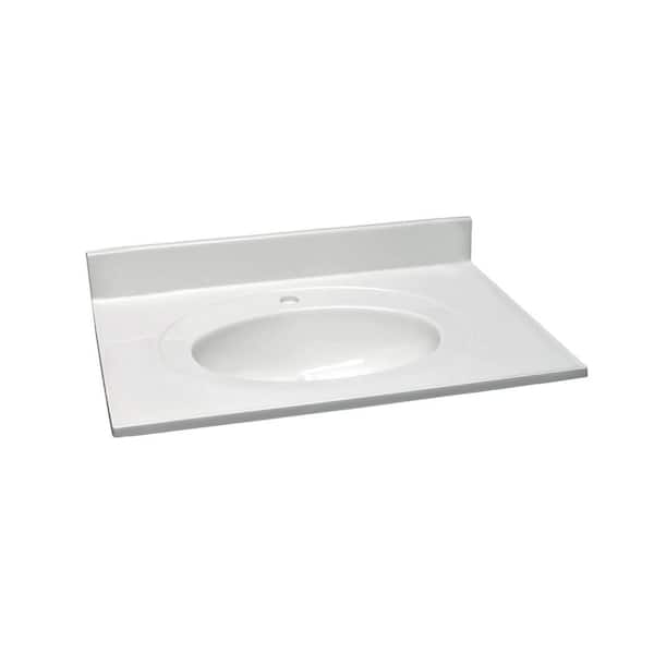 Design House 31 in. x 22 in. Single Faucet Hole Cultured Marble Vanity Top in Solid White with Solid White Basin