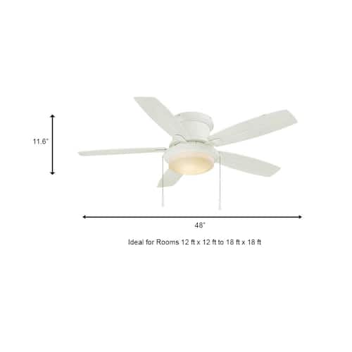Roanoke 48 in. Indoor/Outdoor Wet Rated White Ceiling Fan with LED Bulbs Included Hampton Bay Ceiling Fans With Lights