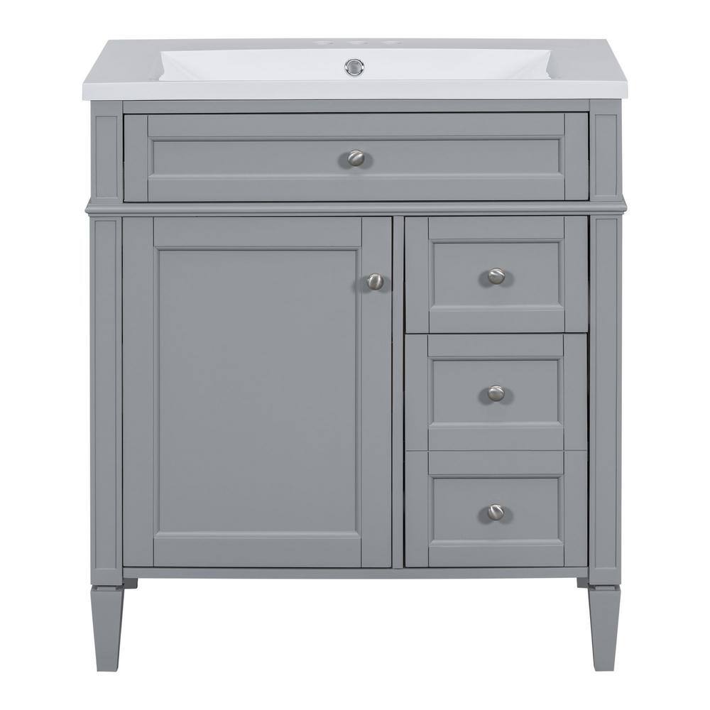 30 in. W x 18 in. D x 33 in. H Single Sink Freestanding Bath Vanity in Grey