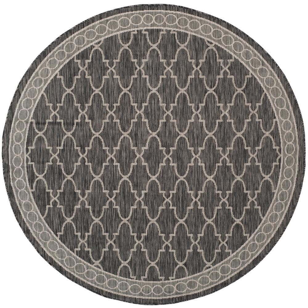Elegant Non-Slip Black Synthetic 79" Round Area Rug