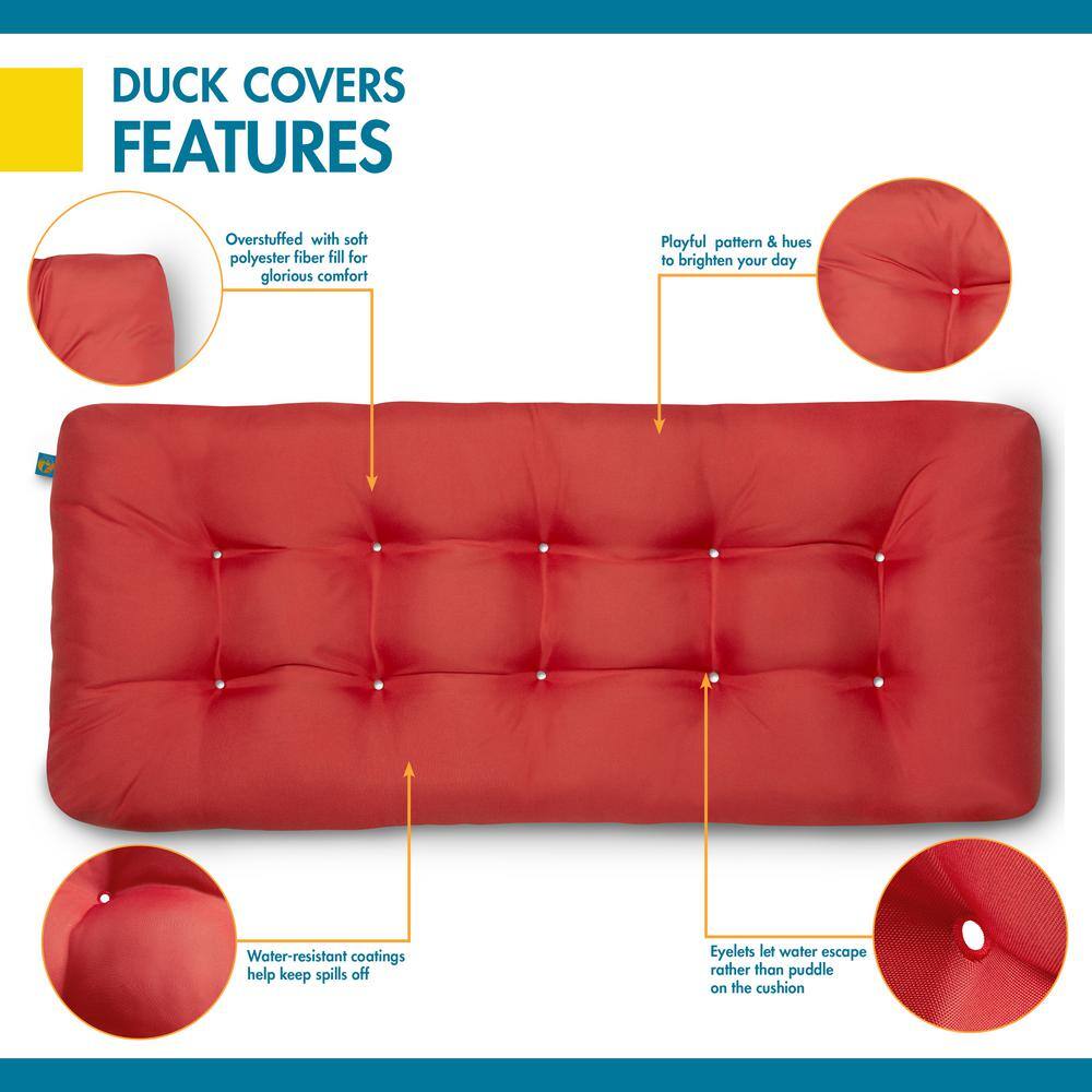 Duck Covers Red Water-Resistant Polyester Outdoor Bench Cushion