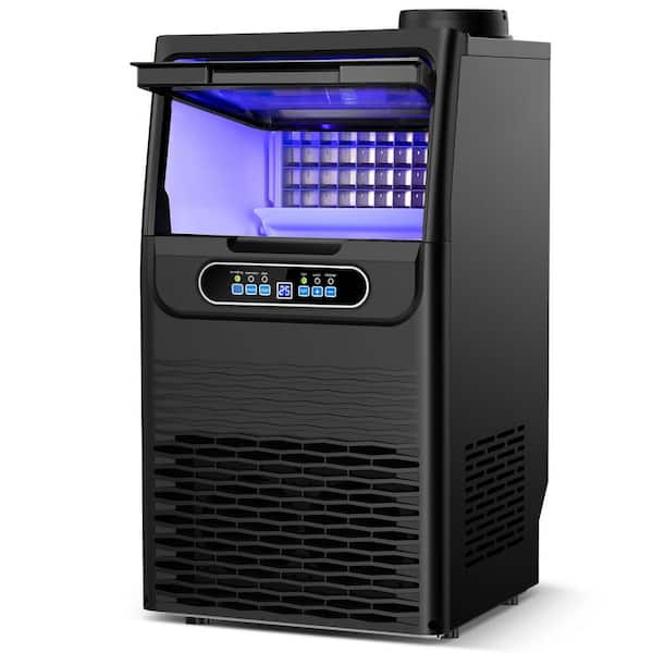 13.78 in. Stainless Steel 100 lb./24H Freestanding Commercial Ice Maker Full Size Ice Cubes w/ 13 lb. Ice Storage Black