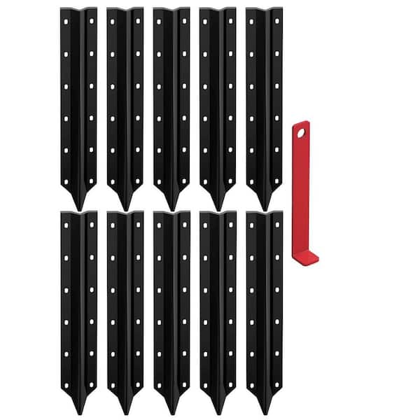 14-Gauge Heavy-Duty Steel Fence Post Repair Support Stakes Kit for Leaning or Broken Wood Posts-10-Pack