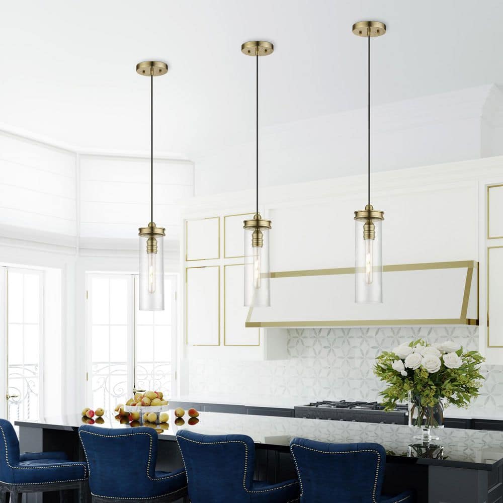 Antique Brass Mini Pendant with Clear Glass Shade