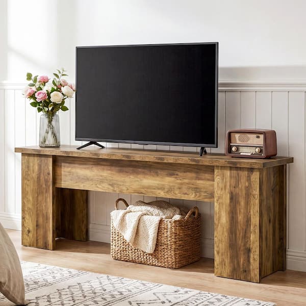 BYBLIGHT Ezlynn Brown TV Stand Low TV Console Table Long Media
