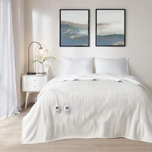 Fleece to Sherpa Ivory Fleece Full Electric Blanket