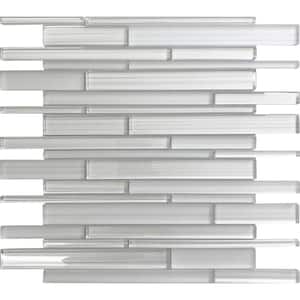 White 11.8 in. x 12.2 in. Linear Polished and Matte Finished Glass Mosaic Tile (5.00 sq. ft./Case)