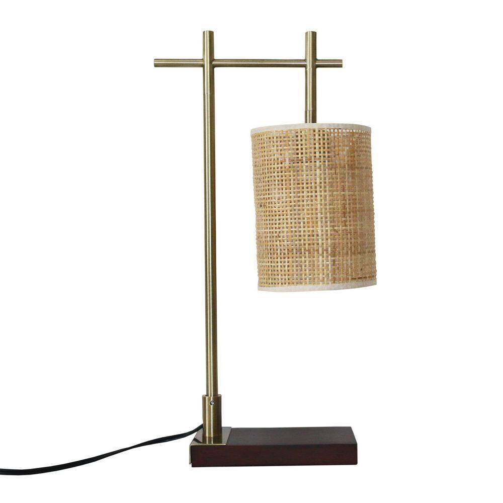 20 in. Dark Brown Metal Table Lamp for Living Room& Bedroom with Bamboo Shade price history on PriceWatchPro