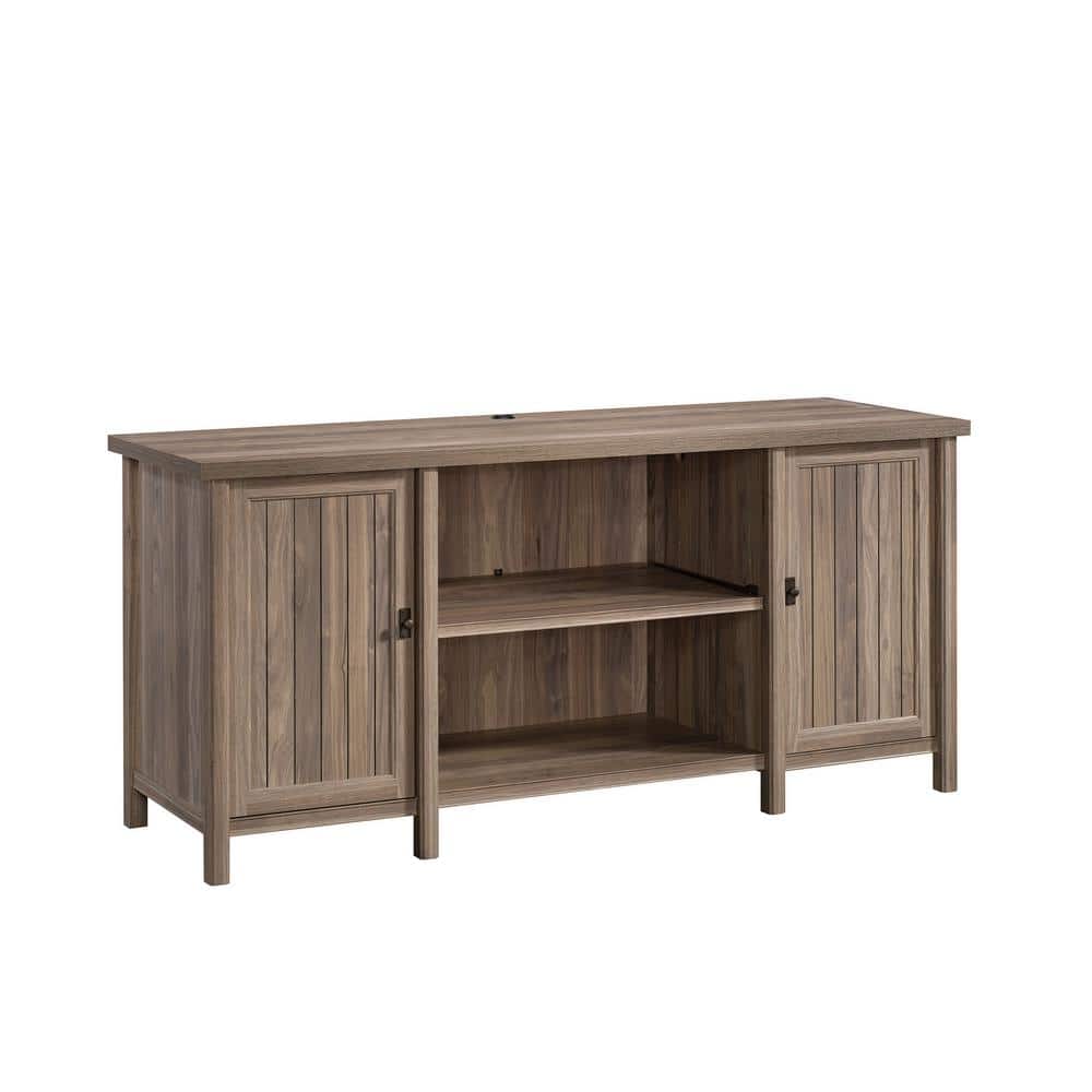 Washed Walnut Engineered Wood Office Credenza with Adjustable Shelves