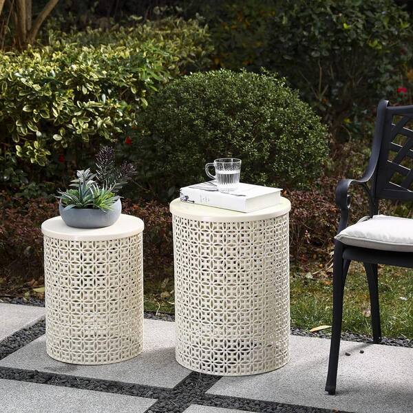 White metal outdoor side tables discount