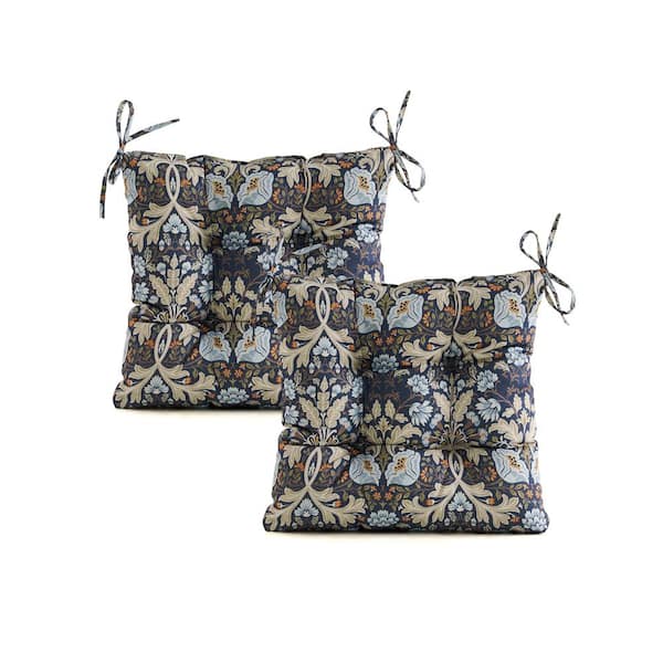 ARTPLAN Outdoor Cushions Round Back Seat Cushions Set of 2 Wicker Tufted  Pillows for Outdoor Furniture Floral Stone Blue STHF013 - The Home Depot
