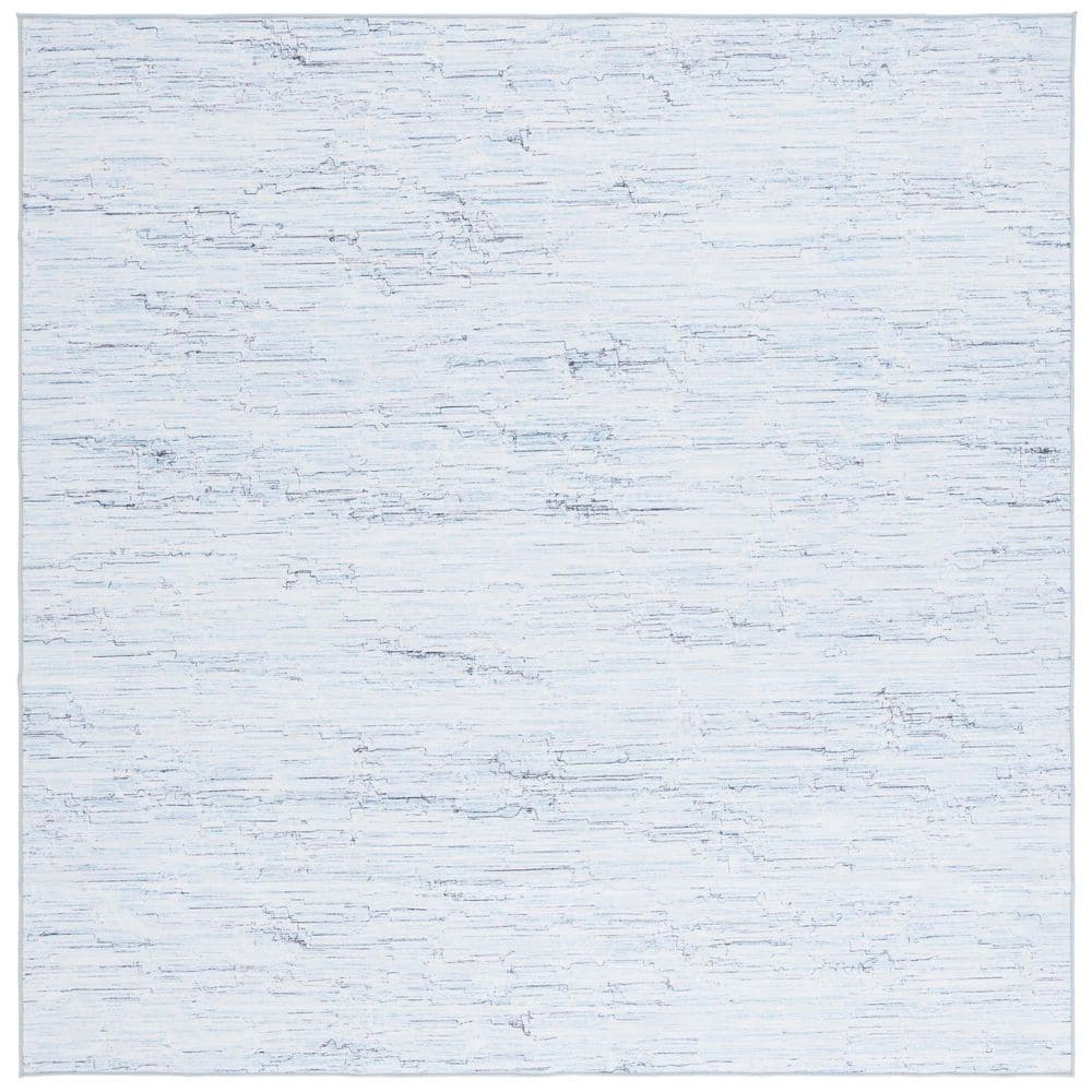 Malibu Gray/Turquoise 6 ft. x 6 ft. Machine Washable Faded Striped Square Area Rug price history on PriceWatchPro
