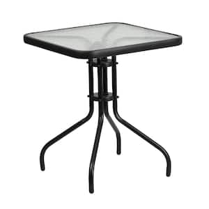 Clear/Black Square Metal Outdoor Bistro Table