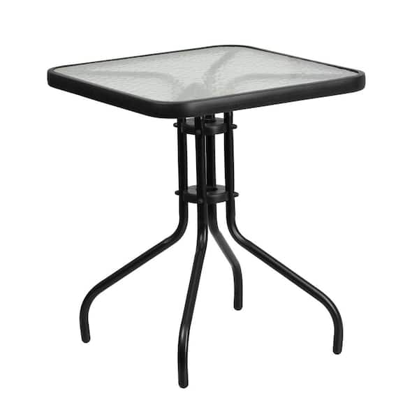Carnegy Avenue Clear/Black Square Metal Outdoor Bistro Table