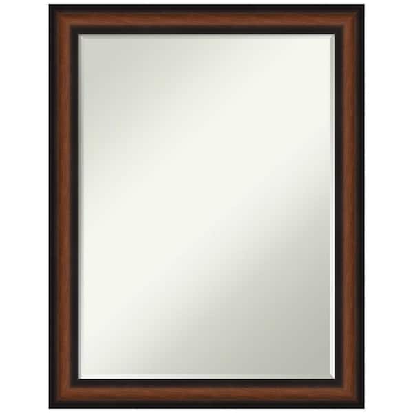 Amanti Art Yale Walnut 21.5 in. x 27.5 in. Petite Bevel Classic Rectangle Framed Bathroom Wall Mirror in Cherry