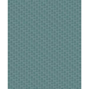 Perry Teal Deco Spliced Stripe Paper Non-Woven Unpasted Wallpaper Roll (covers 56 sq. ft.)